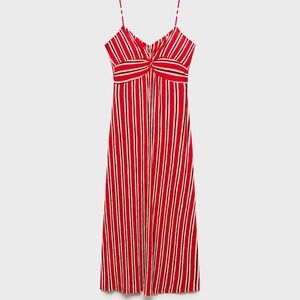 MANGO - Striped gathered dress red - 4 - Woman
